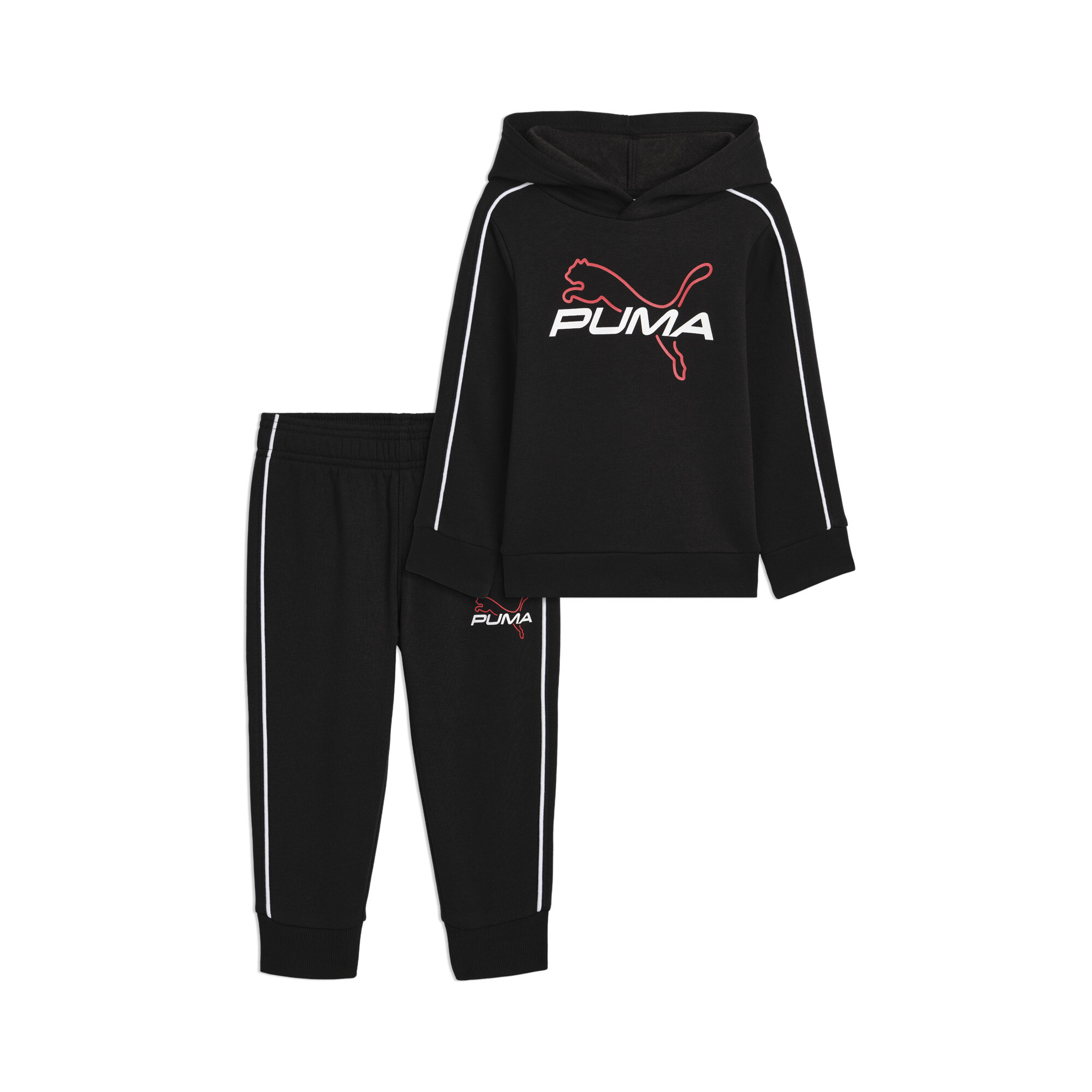 PUMA Matching Sets Toddlers' Cotton Fleece Sweatshirt and Joggers in Black, Size 2T