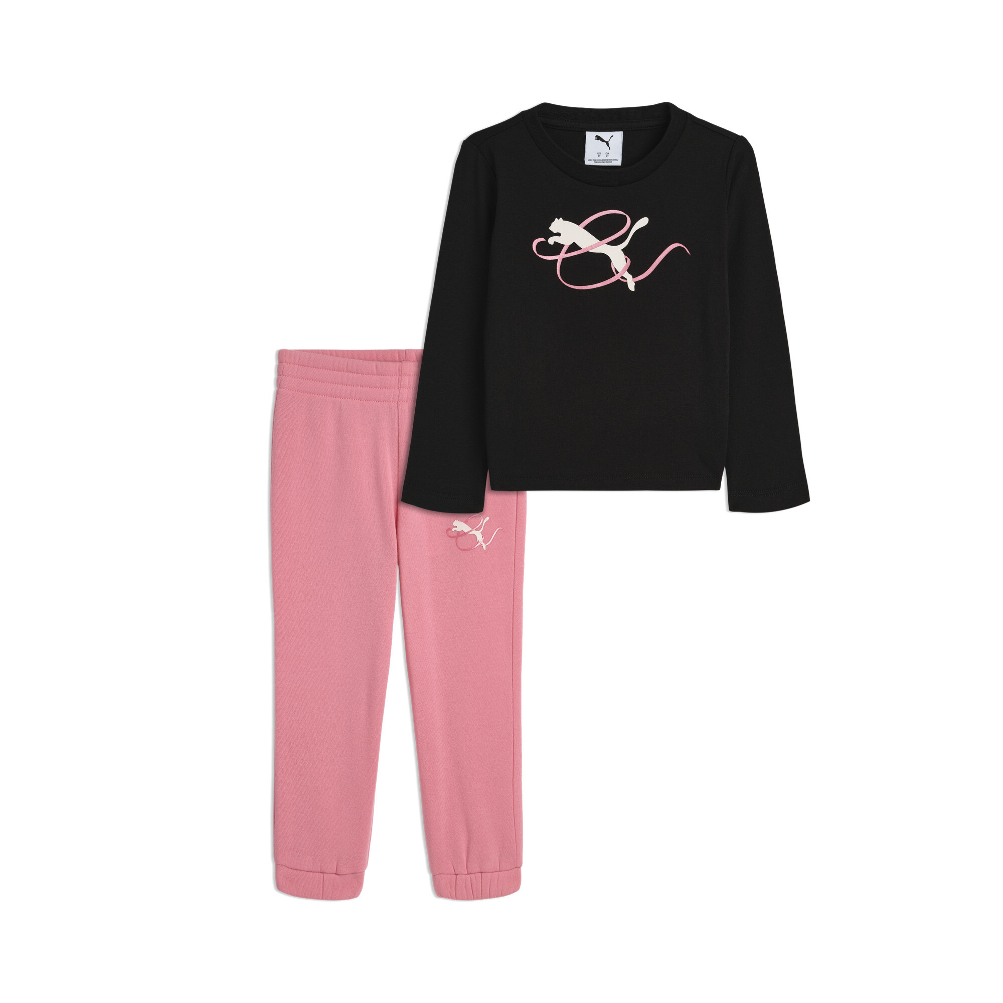 Puma Matching Sets Toddlers' Long Sleeve T-shirt And Joggers Pant In Black