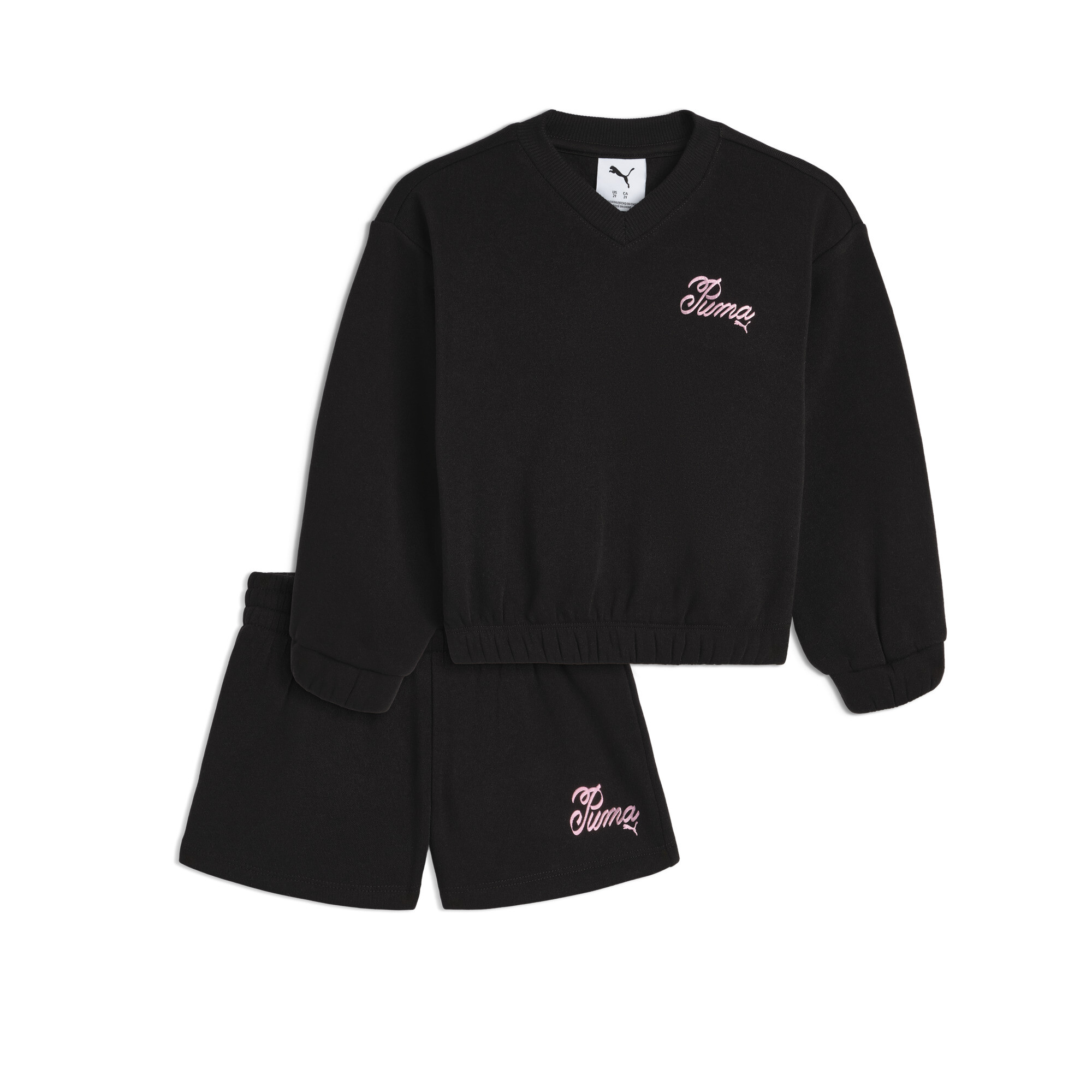 Puma Matching Sets Toddlers' Fleece Sweatshirt And Shorts In Black