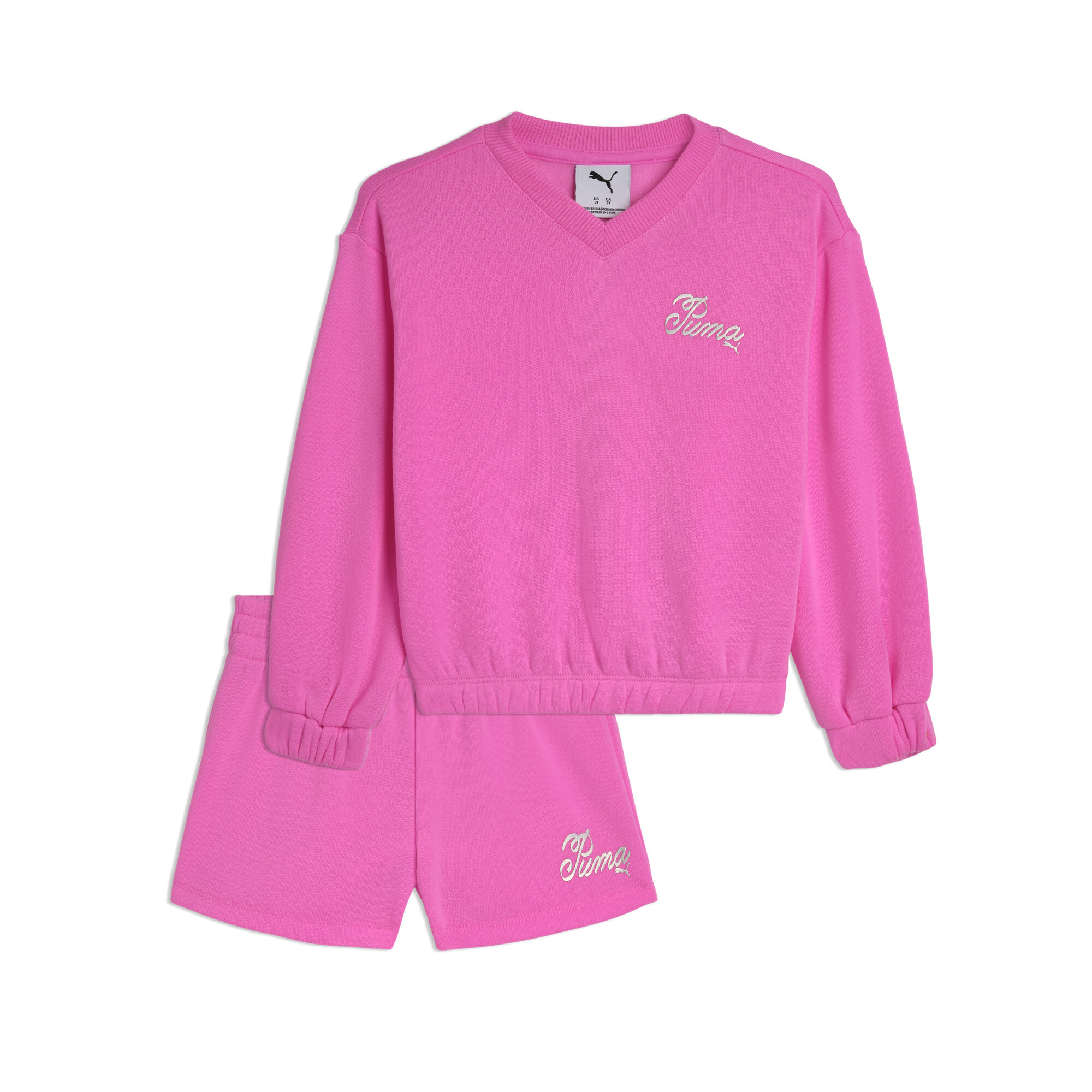 Puma Matching Sets Toddlers' Fleece Sweatshirt And Shorts In Pink
