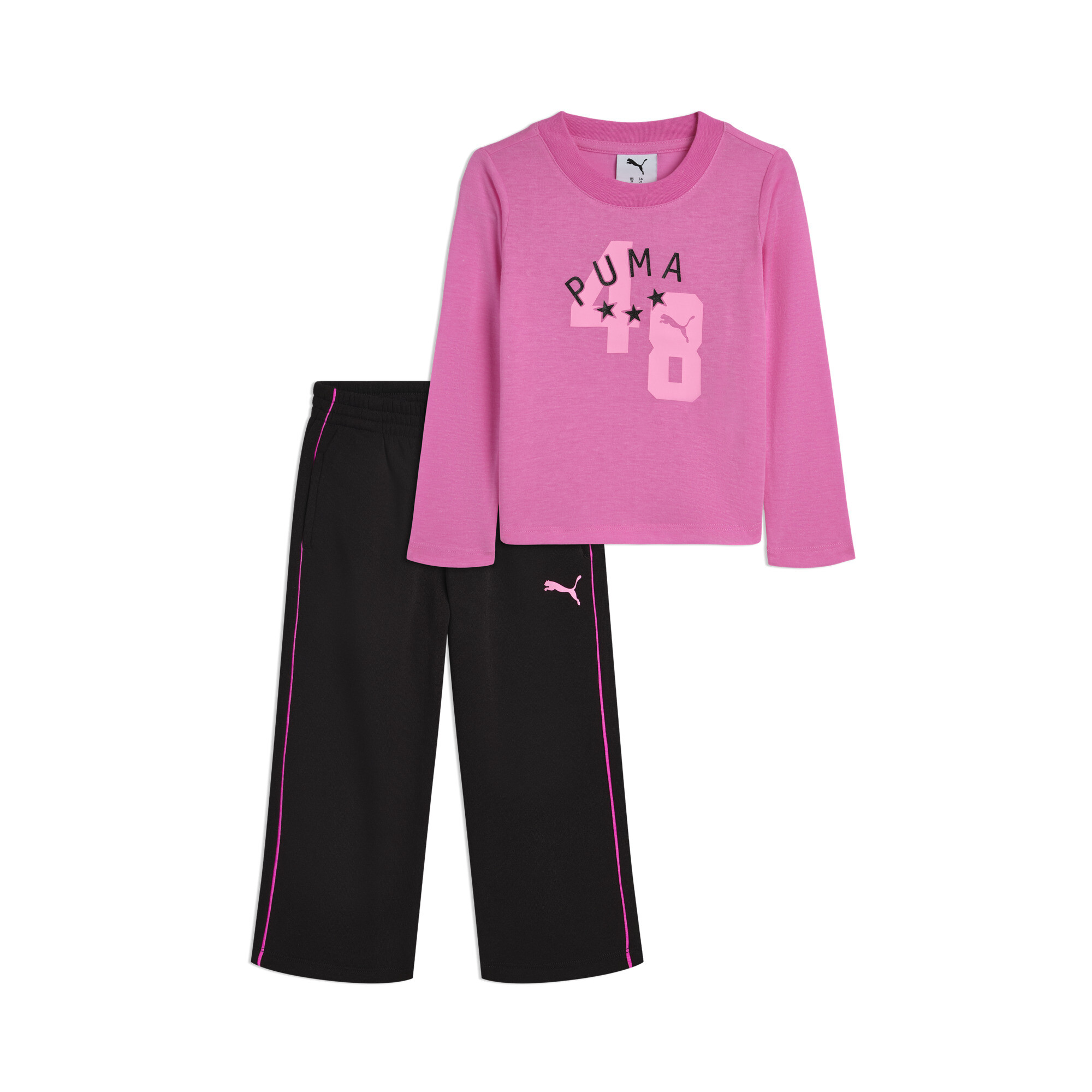 Puma Matching Sets Toddlers' Long Sleeve T-shirt And Wide Leg Pants In Multi