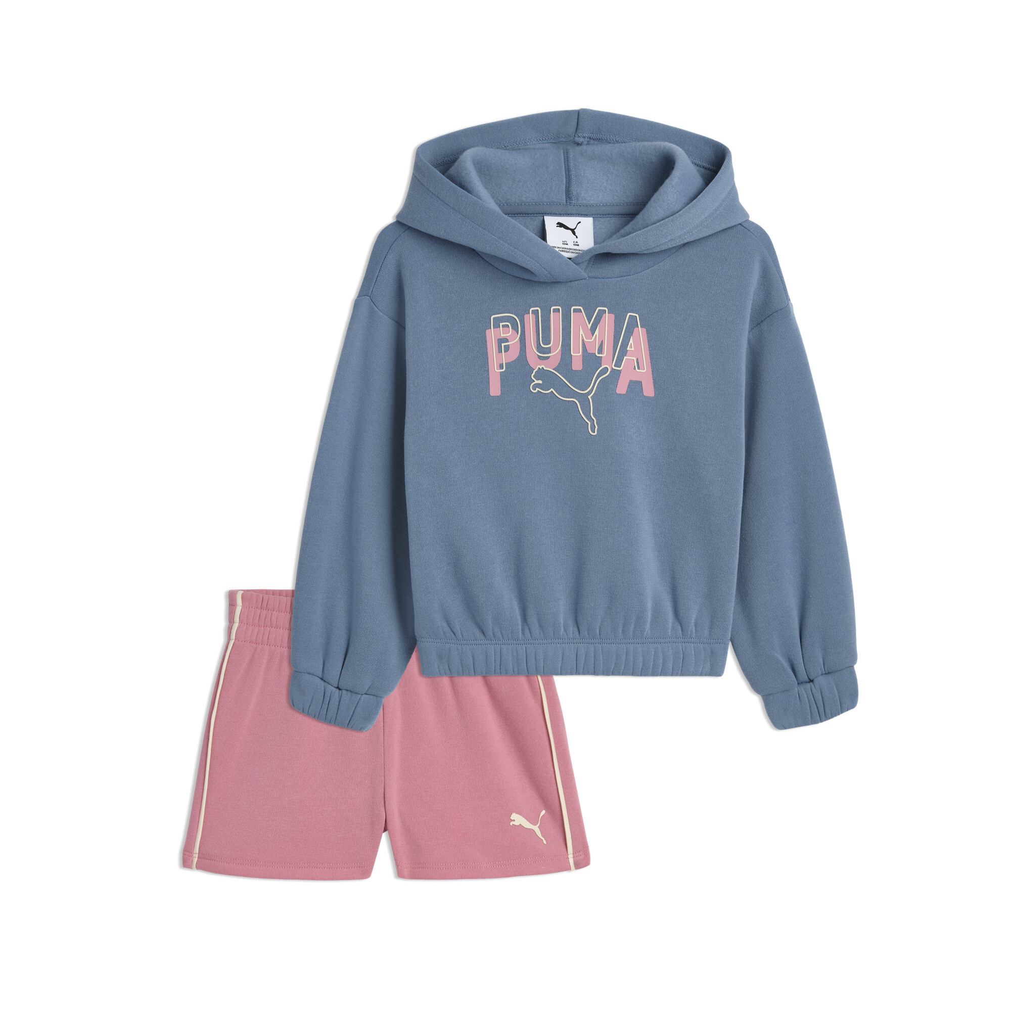 Puma Matching Sets Toddlers' Fleece Hoodie And Shorts In Blue