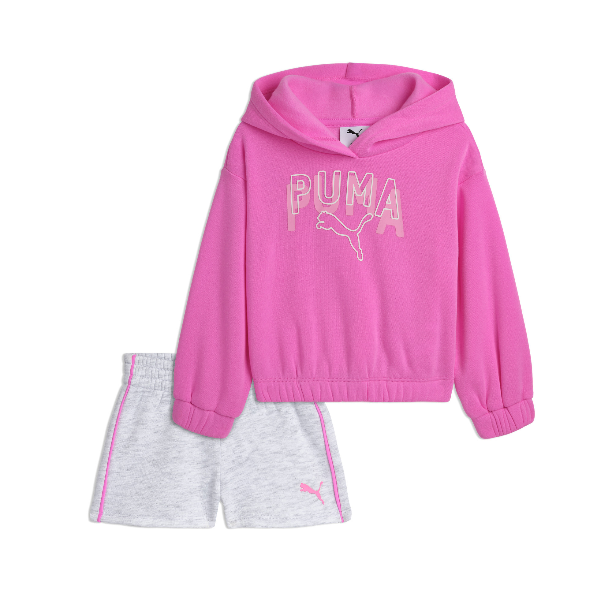 Puma Matching Sets Toddlers' Fleece Hoodie And Shorts In Pink