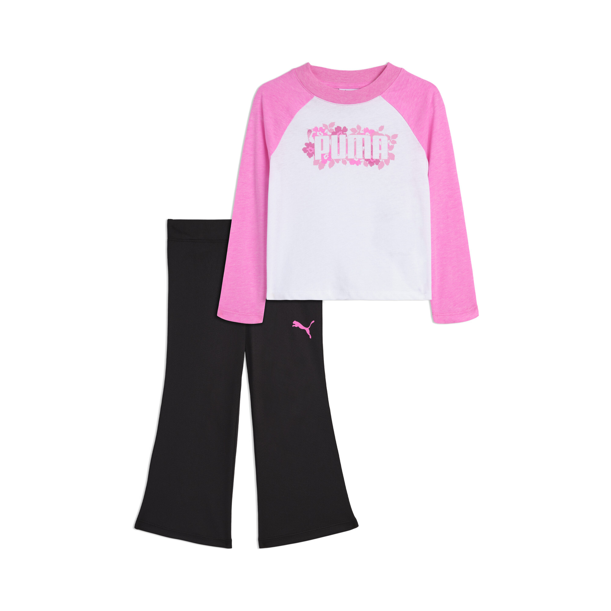 Puma Matching Sets Toddlers' Long Sleeve T-shirt And Flare Leggings In Pink