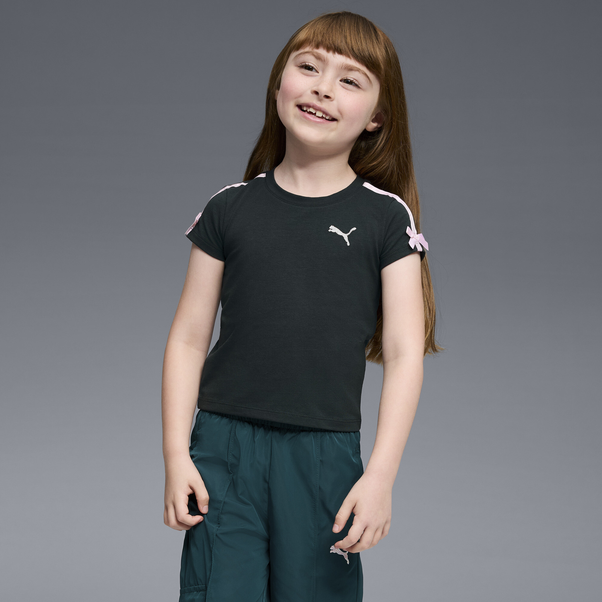 PUMA Bow Society Big Kids Baby T-Shirt in Green Size S 14$