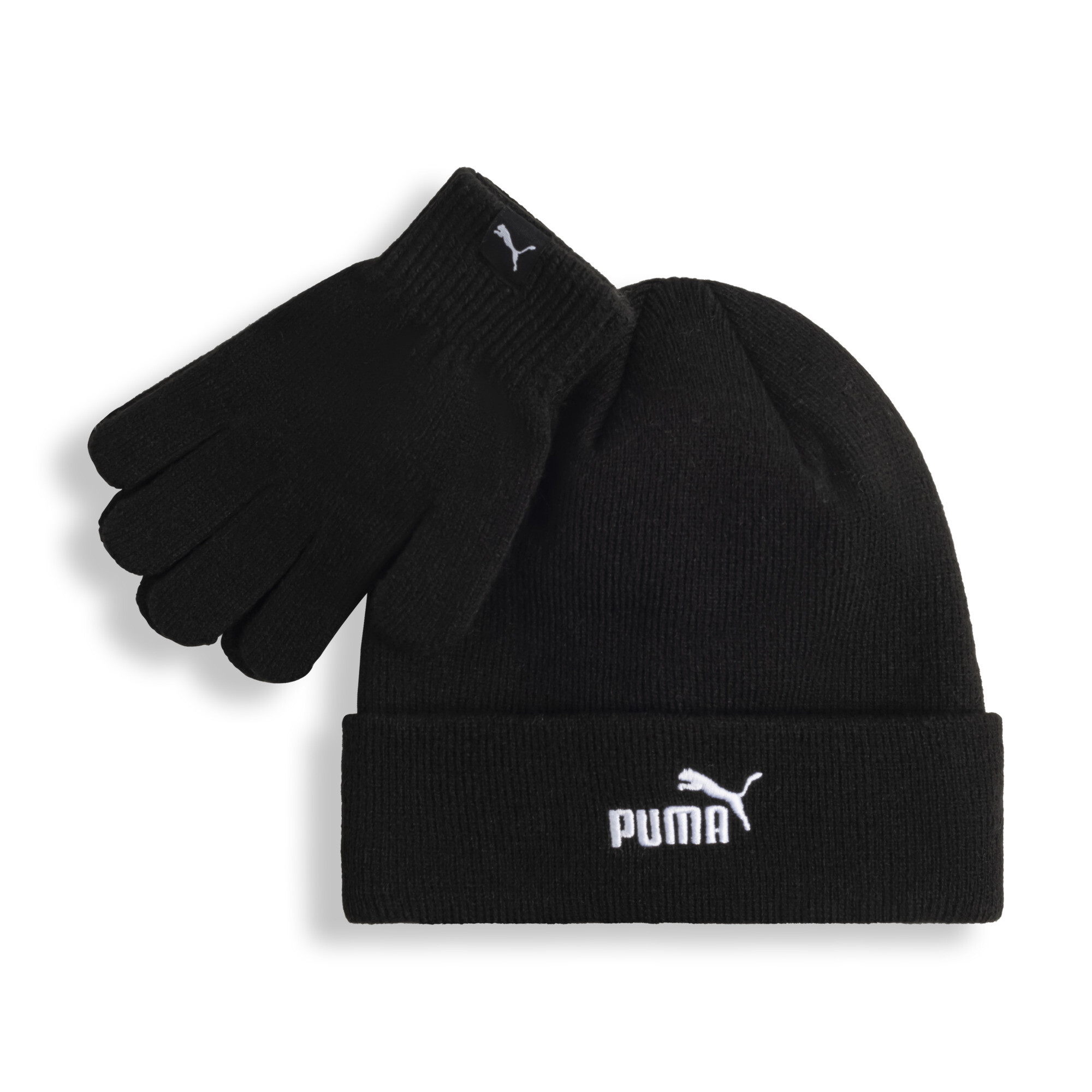 PUMA Knit Kids' Beanie & Gloves Set in Black