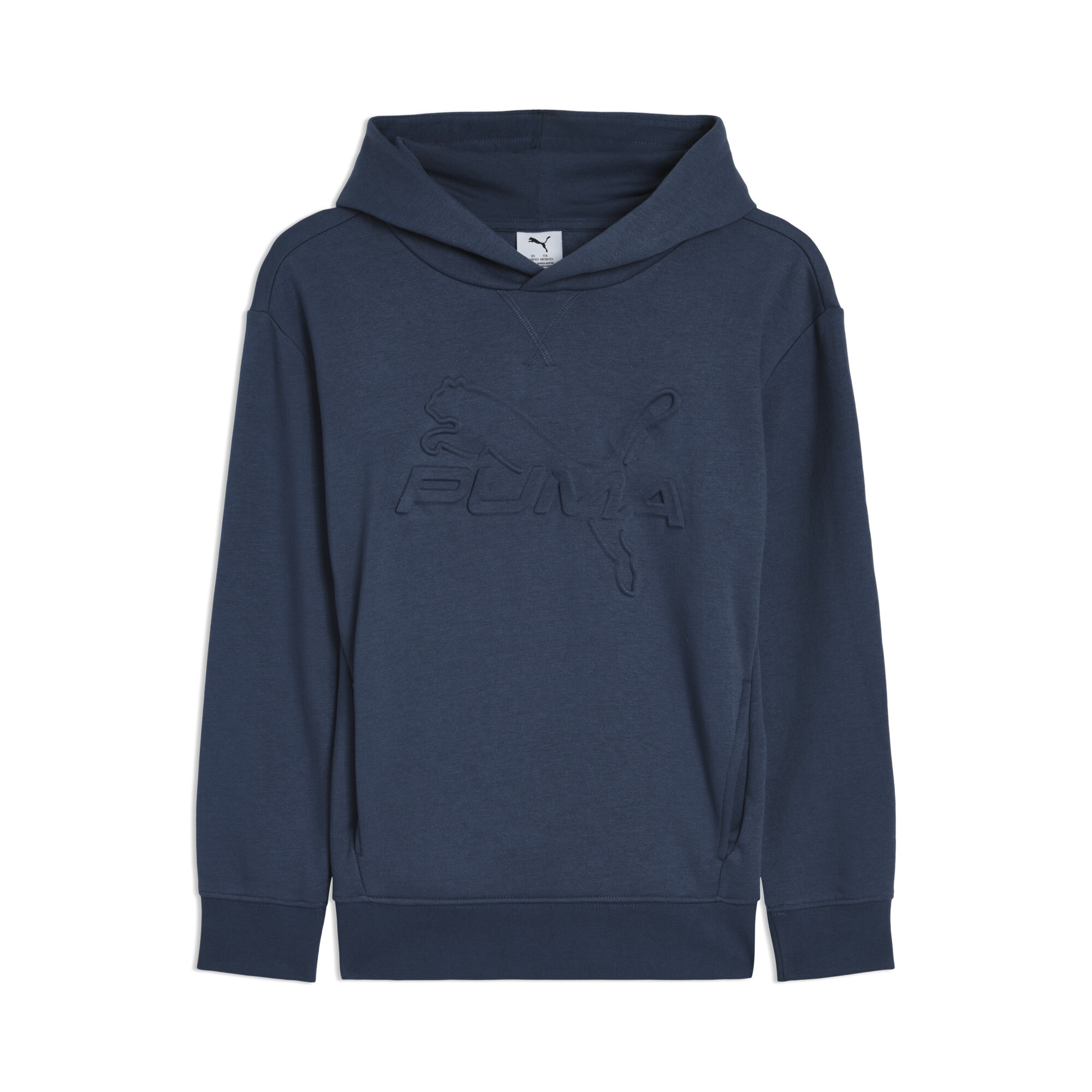 PUMA Essentials Embossed Big Kids' Cotton Fleece Hoodie in Blue, Size M
