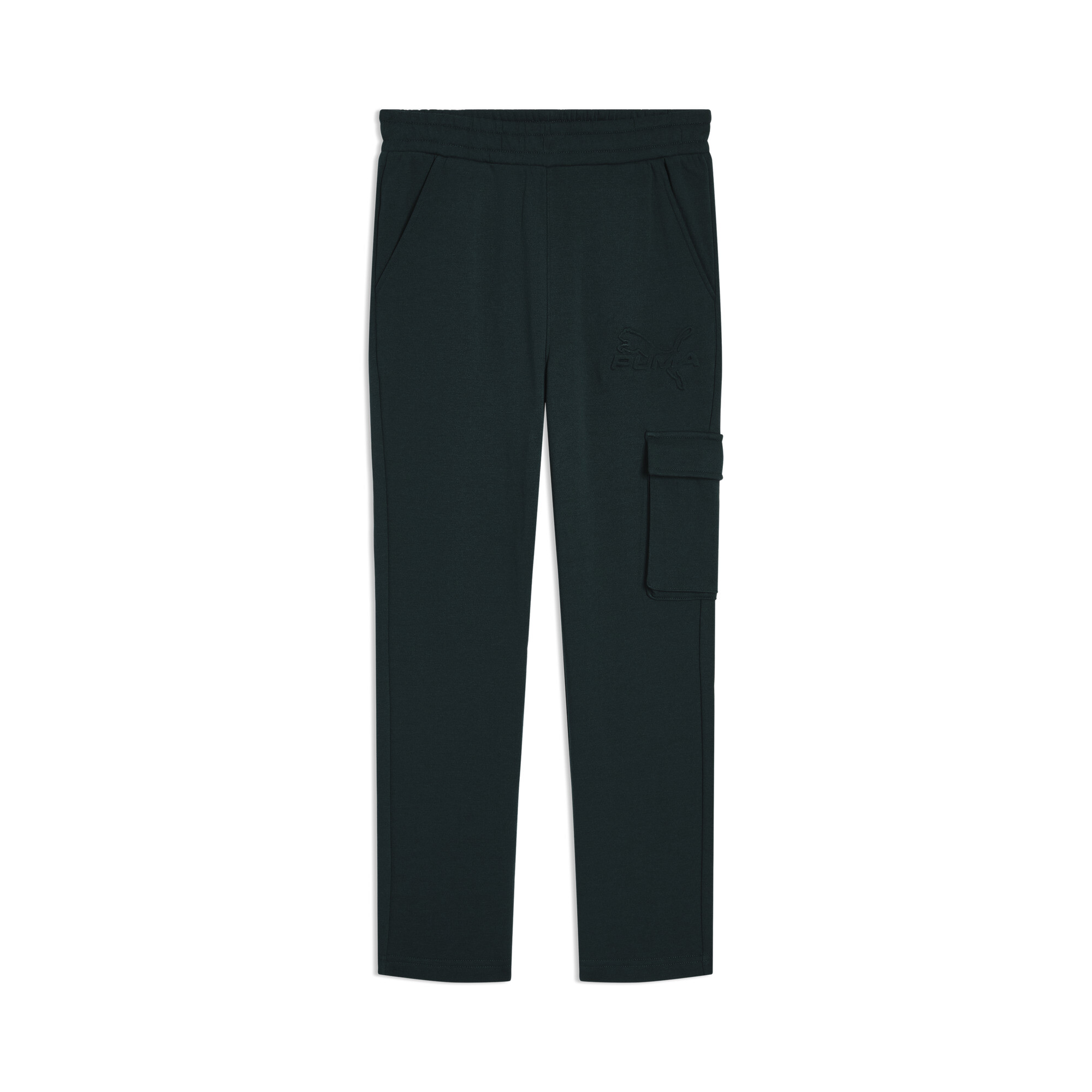 PUMA Essentials Embossed Little Kids' Fleece Cargo Joggers in Grey, Size 5