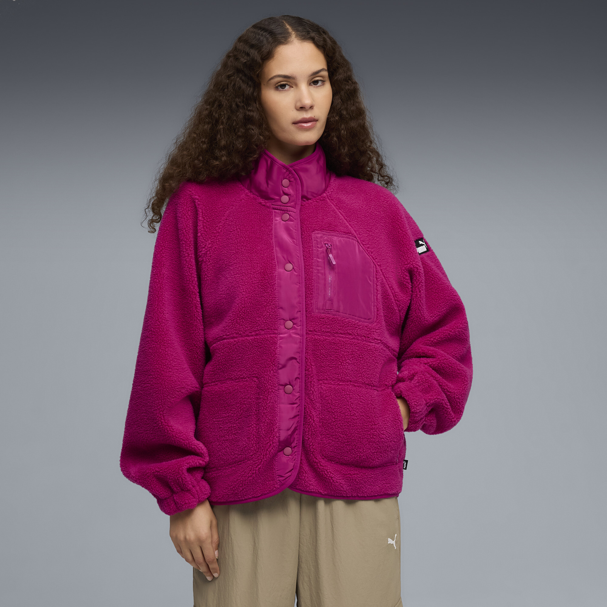 PUMA Polar Fleece Women's Sherpa Jacket in Pink, Size M