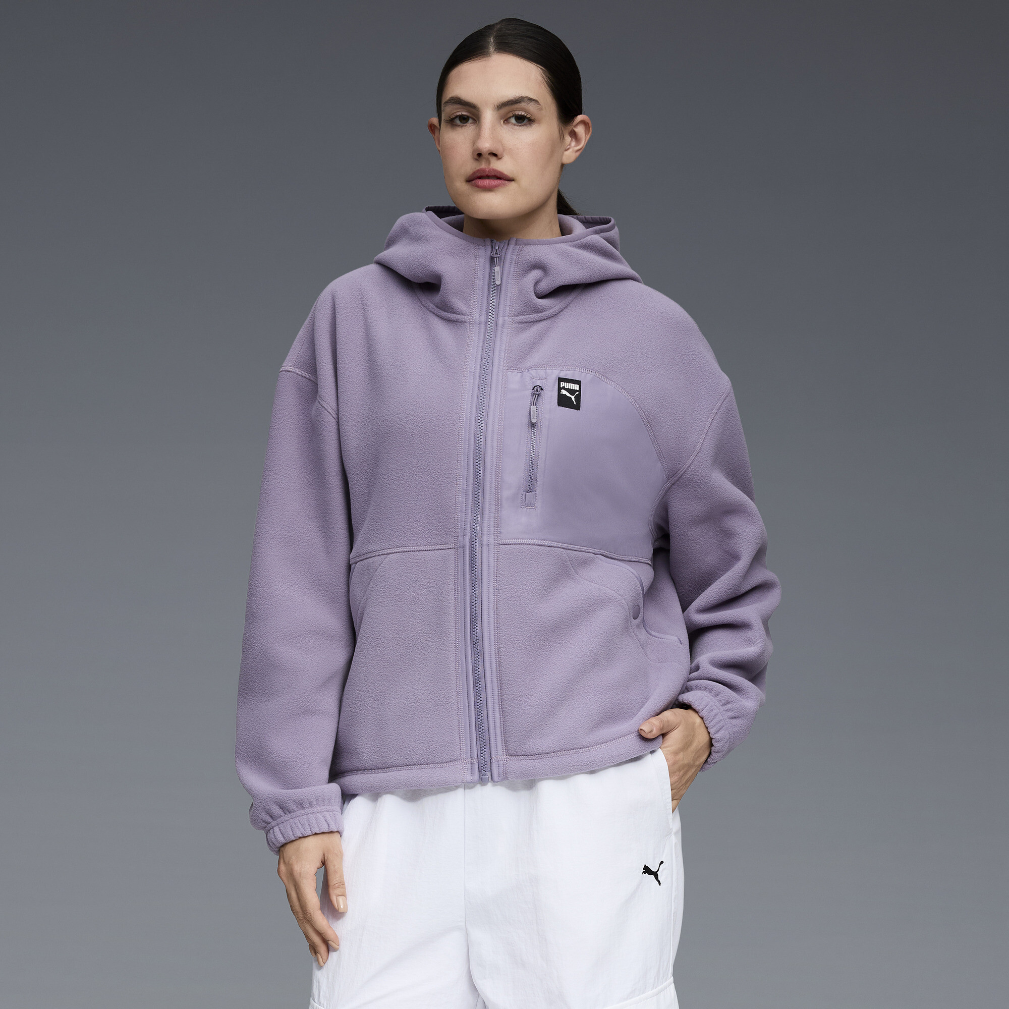 Puma Polar Fleece Hooded Jacket Women In Purple