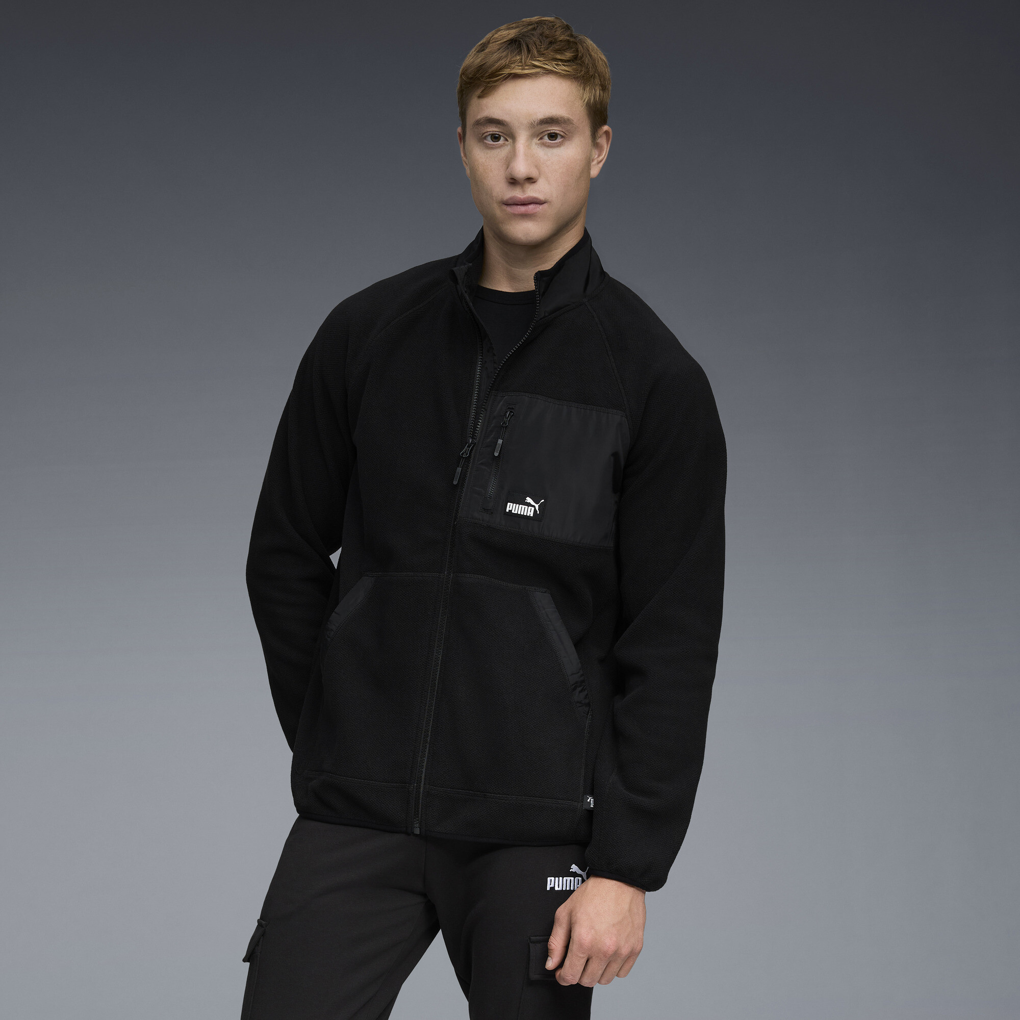 PUMA Polar Fleece Men's Polar Fleece Jacket in Black, Size S