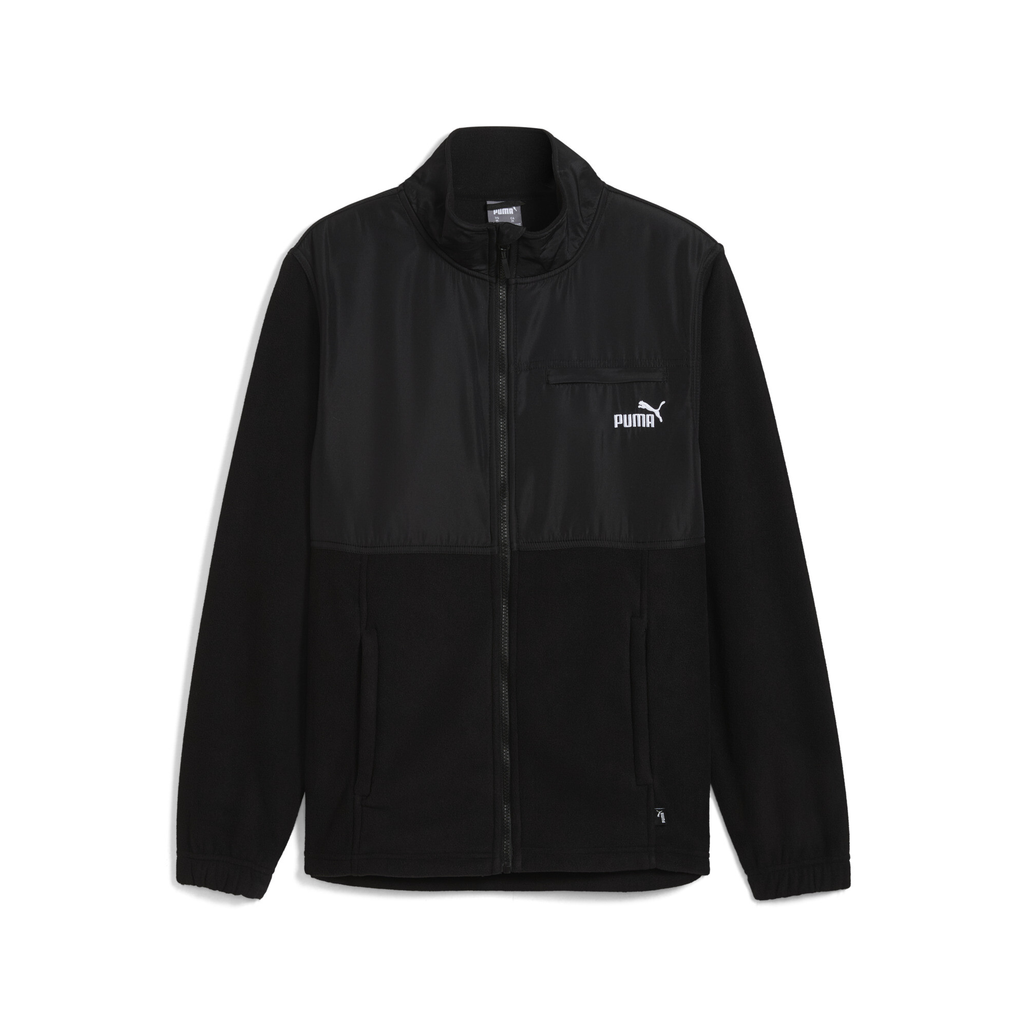 Puma Polar Fleece Jacket W/ Woven Men In Black