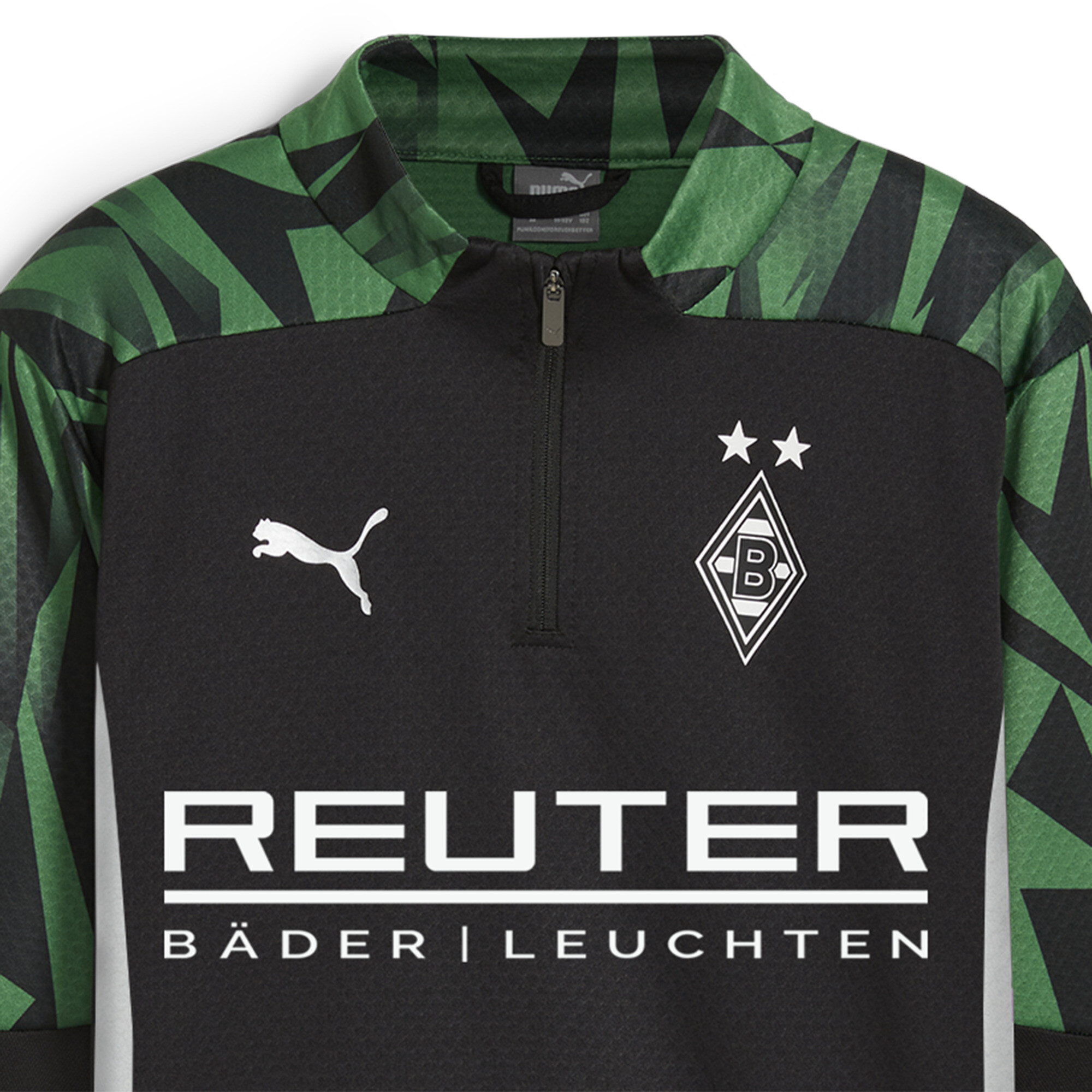 Borussia Mönchengladbach trainingstop met kwartrits, Groen/Zwart, Maat 15-16Y | PUMA