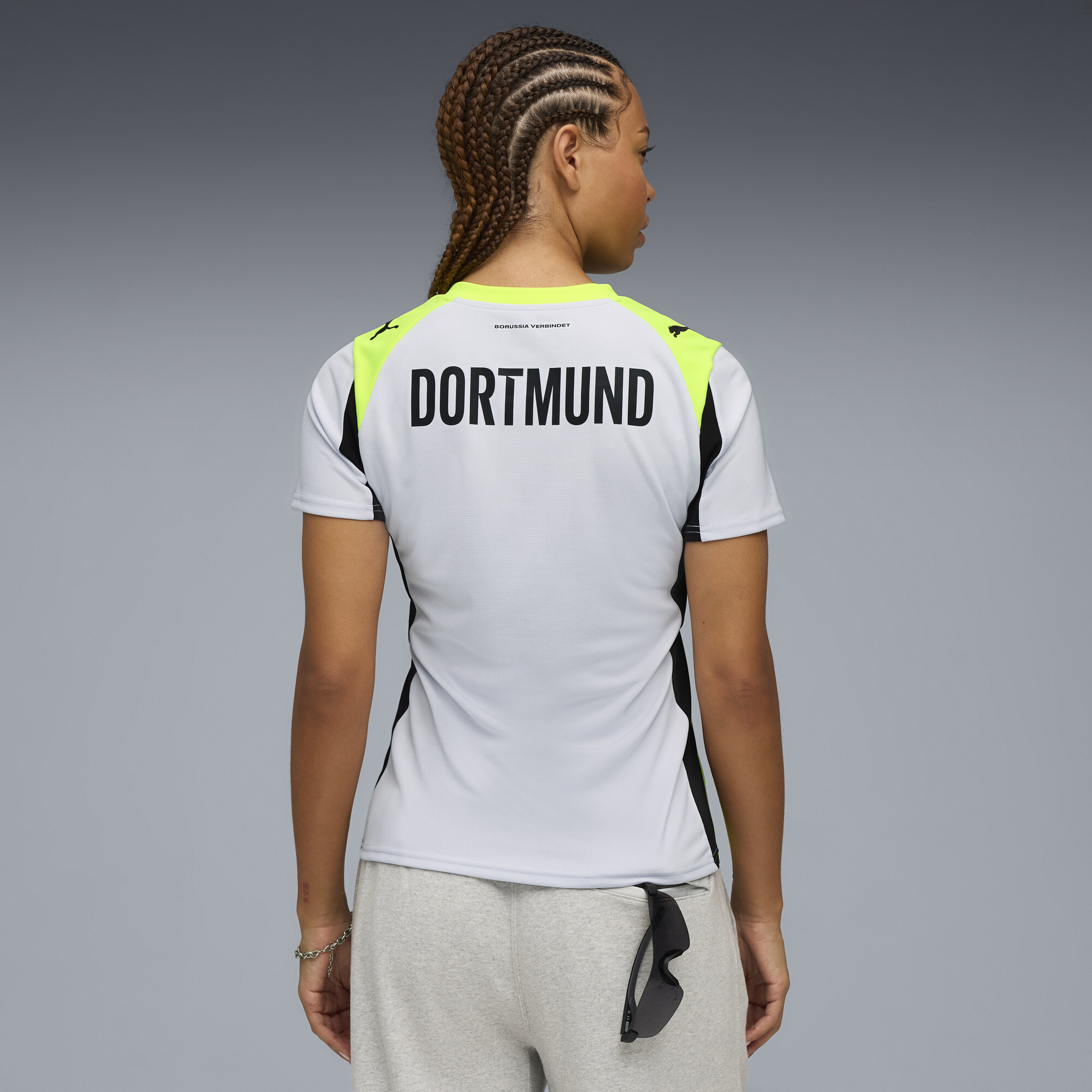 PUMA Borussia Dortmund 25/26 uitshirt voor Dames, Geel/Zilver, Maat XS thumbnail 3