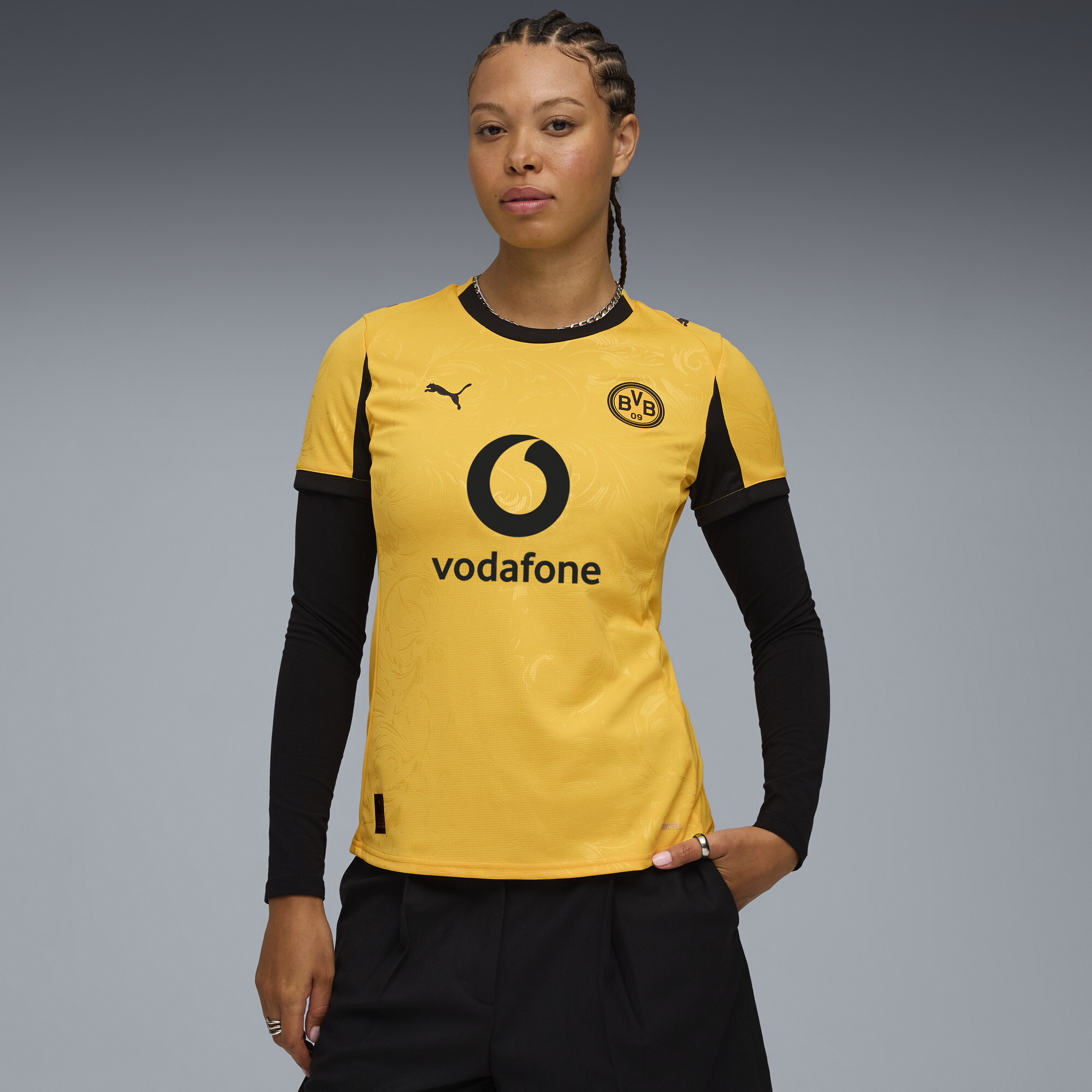PUMA Borussia Dortmund 25/26 Cup voetbalshirt voor Dames, Zwart/Geel, Maat L thumbnail 7