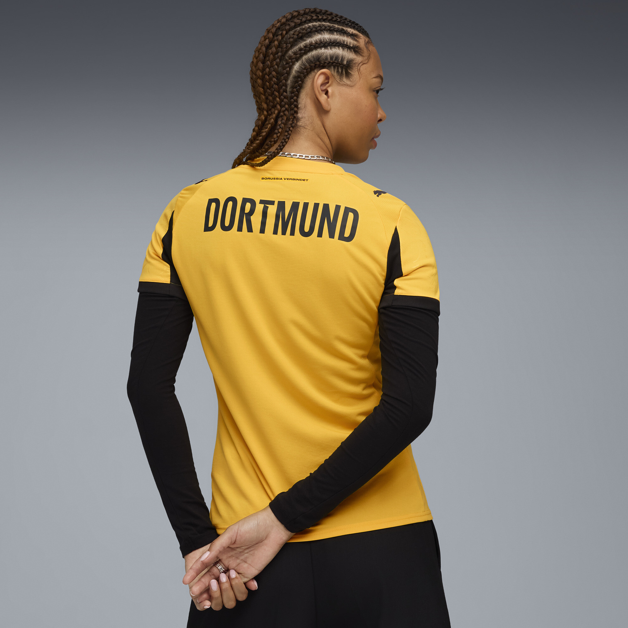 PUMA Borussia Dortmund 25/26 Cup voetbalshirt voor Dames, Zwart/Geel, Maat L thumbnail 4
