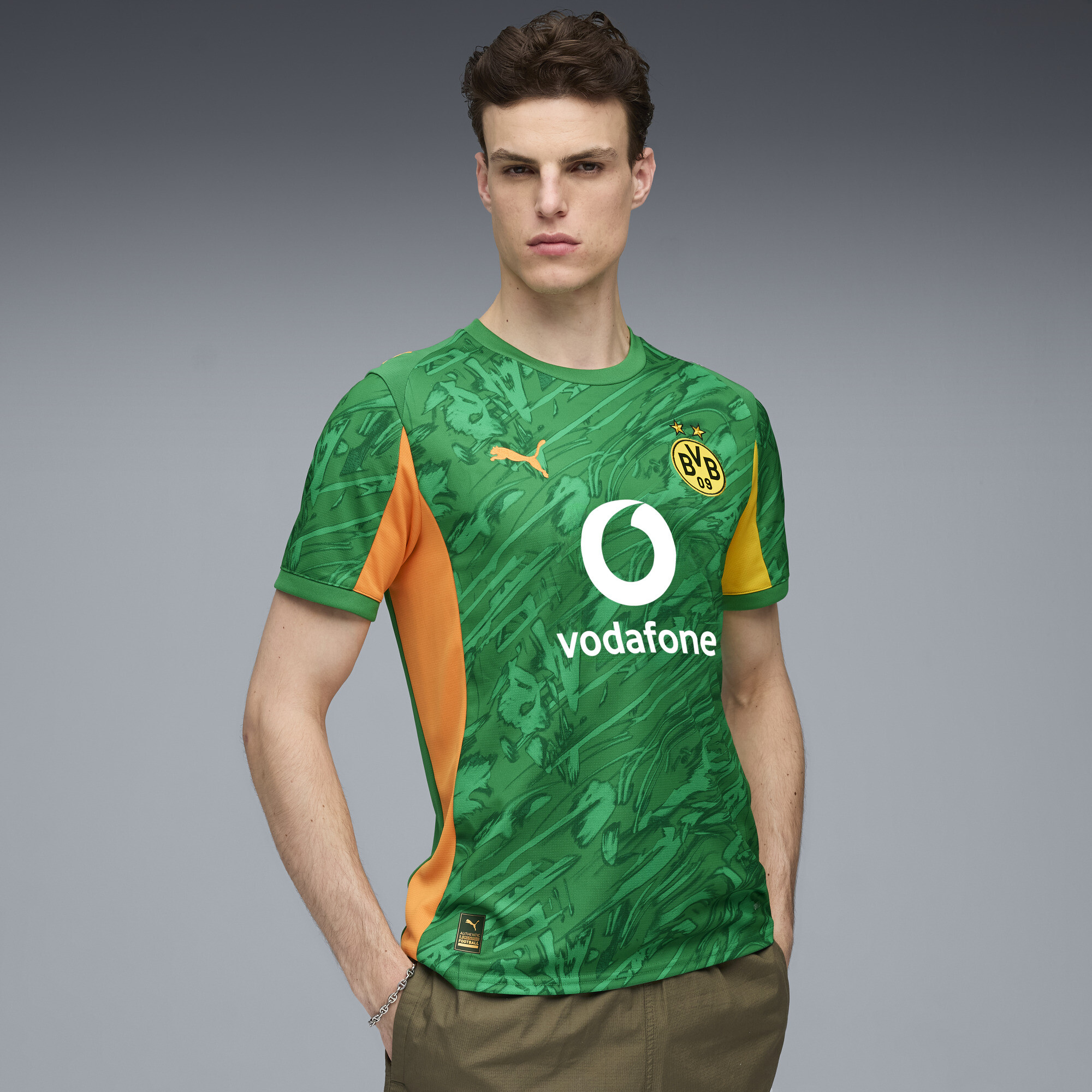 PUMA Borussia Dortmund 25/26 keepersshirt met korte mouwen voor Heren, Groen/Oranje, Maat L thumbnail 4