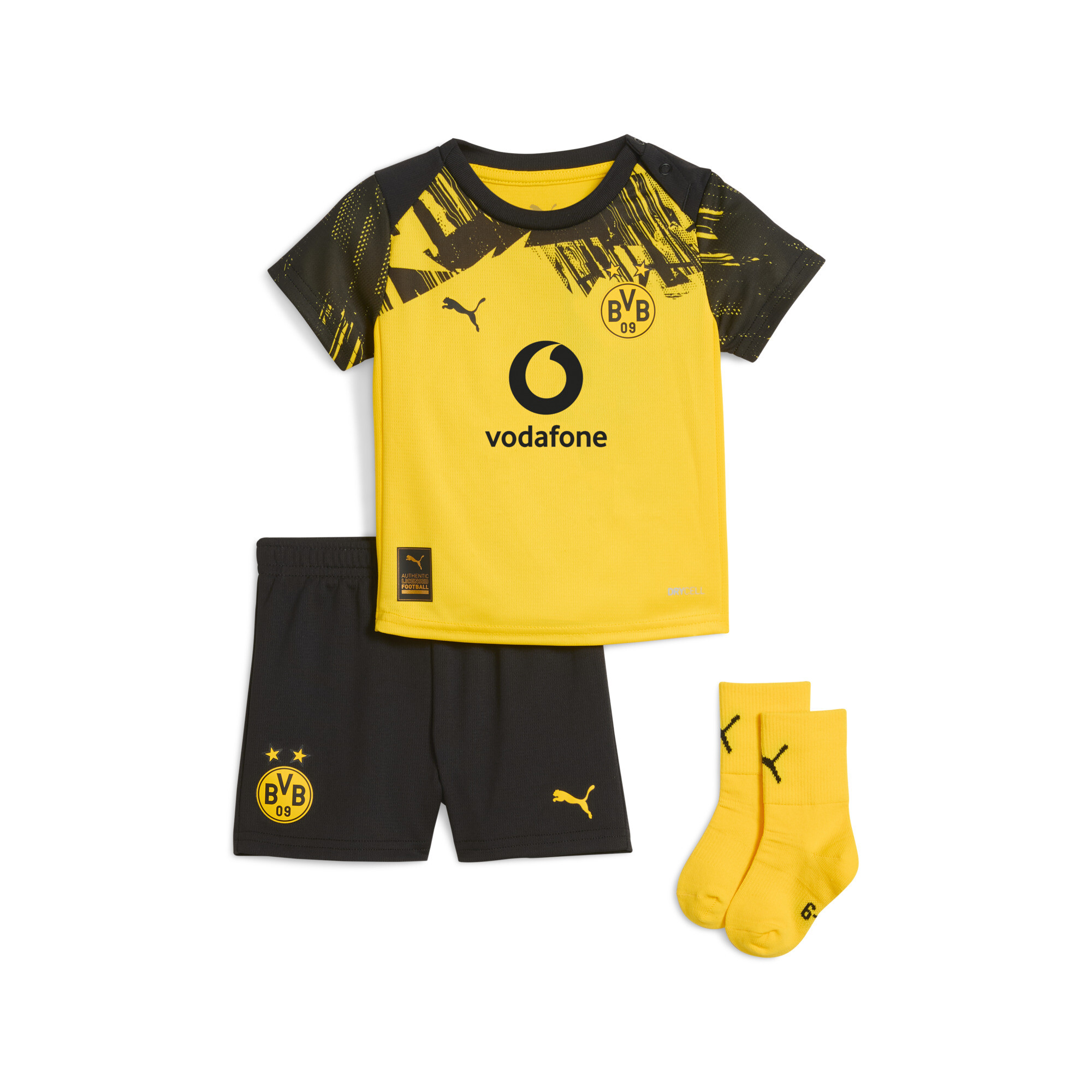 PUMA Borussia Dortmund 25/26 thuistenue, Zwart/Geel, Maat 1-2Y