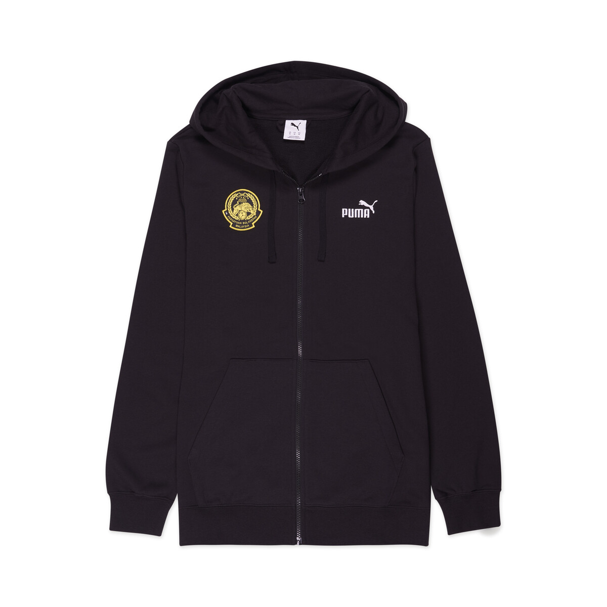 FAM Harimau Malaya Essentials No. 1 Logo Full Zip Hoodie Men in Black by PUMA, Large