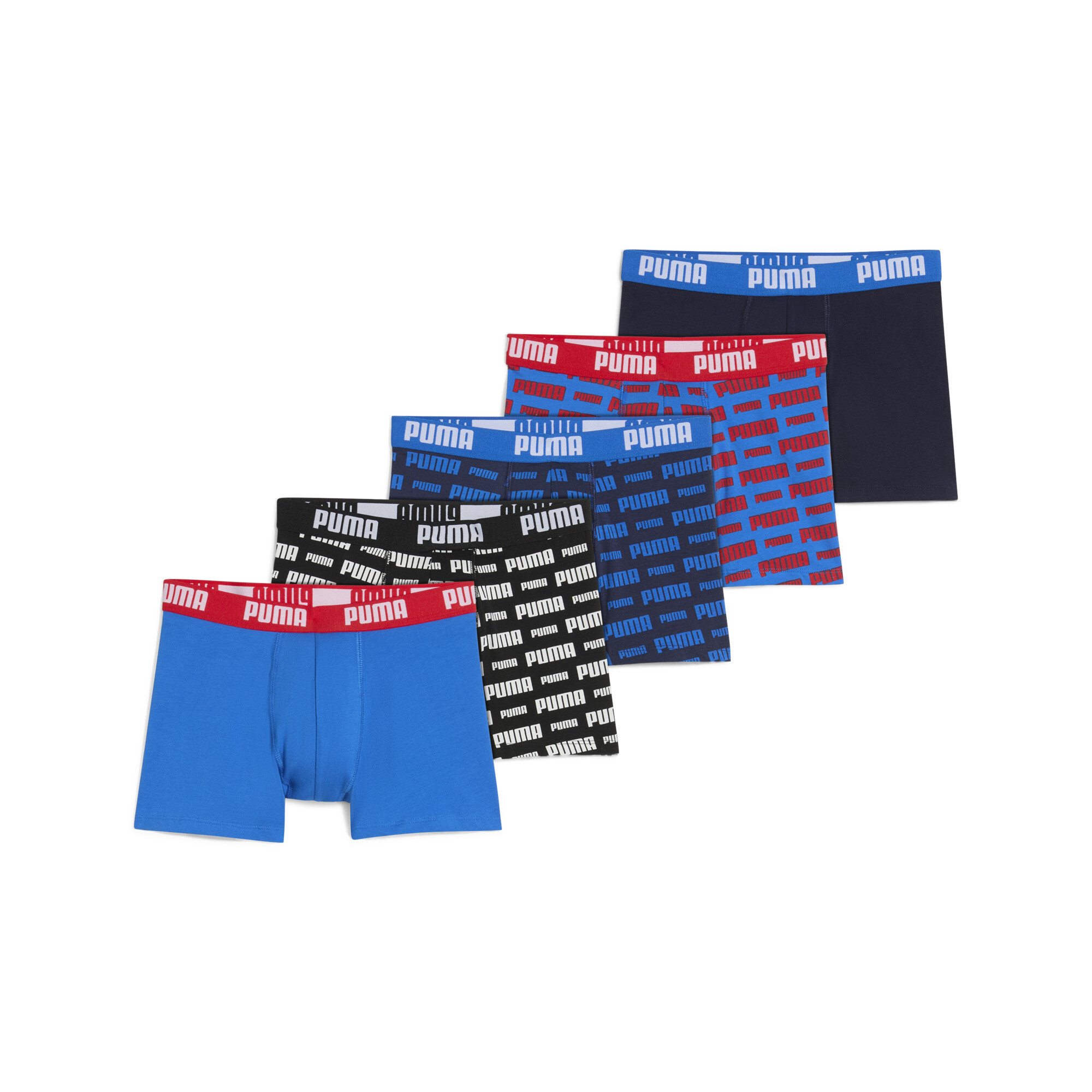PUMA Everyday boxershorts voor Heren, Blauw/Zwart/Rood, Maat 12