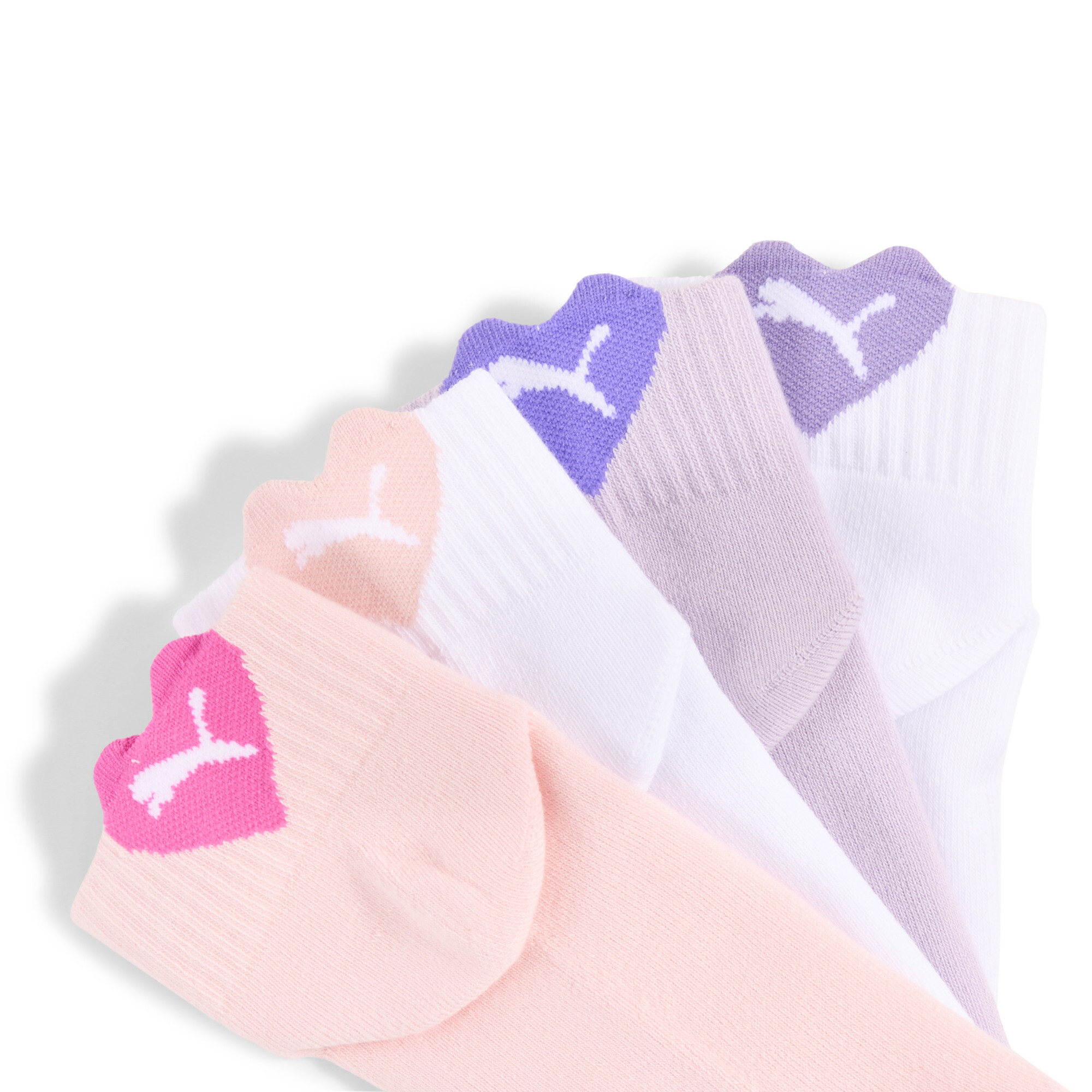 PUMA Quartersokken, Roze/Wit/Paars, Maat 35-38 thumbnail 2