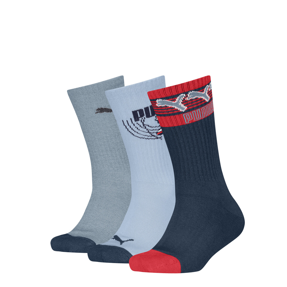 Classic Socks Kids (3-Pack) in Navy/Blue by PUMA, 31-34