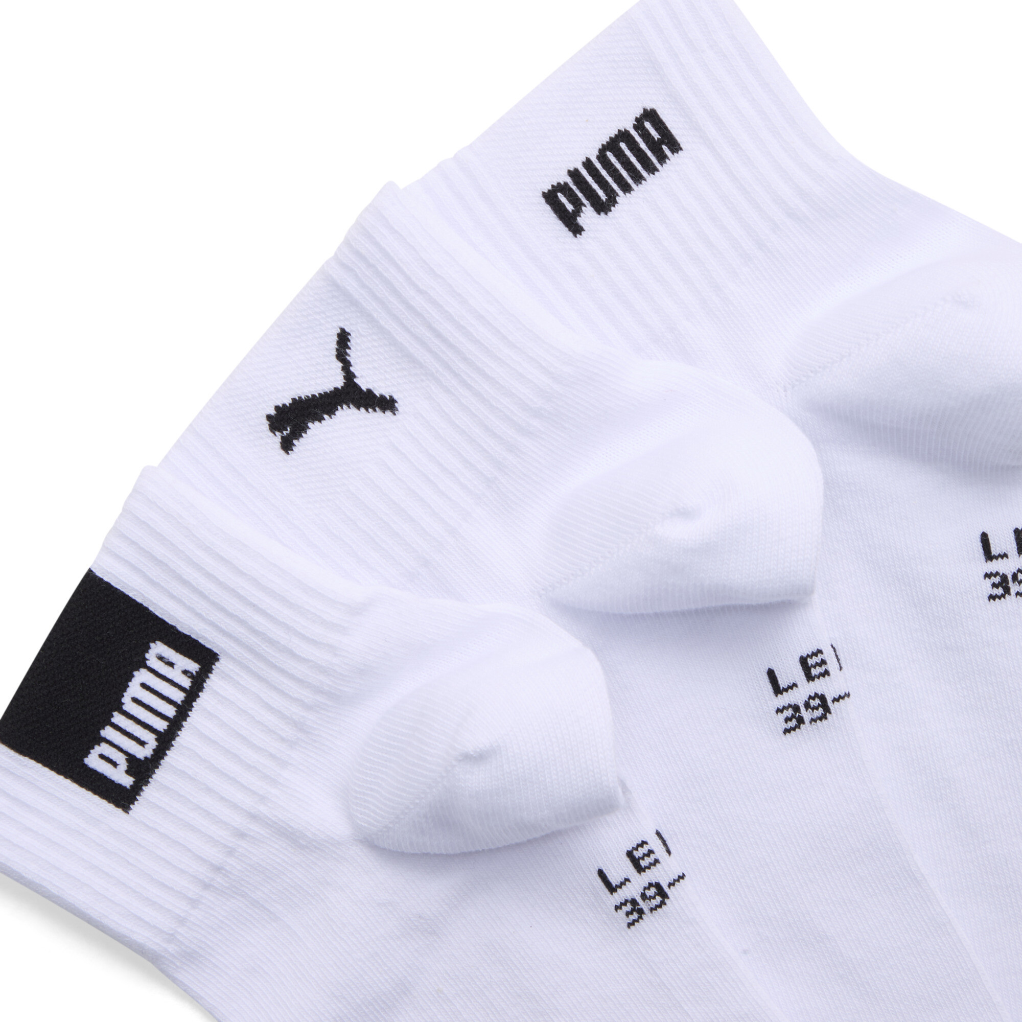 PUMA uniseks quartersokken, Zwart/Wit, Maat 43-46 thumbnail 2