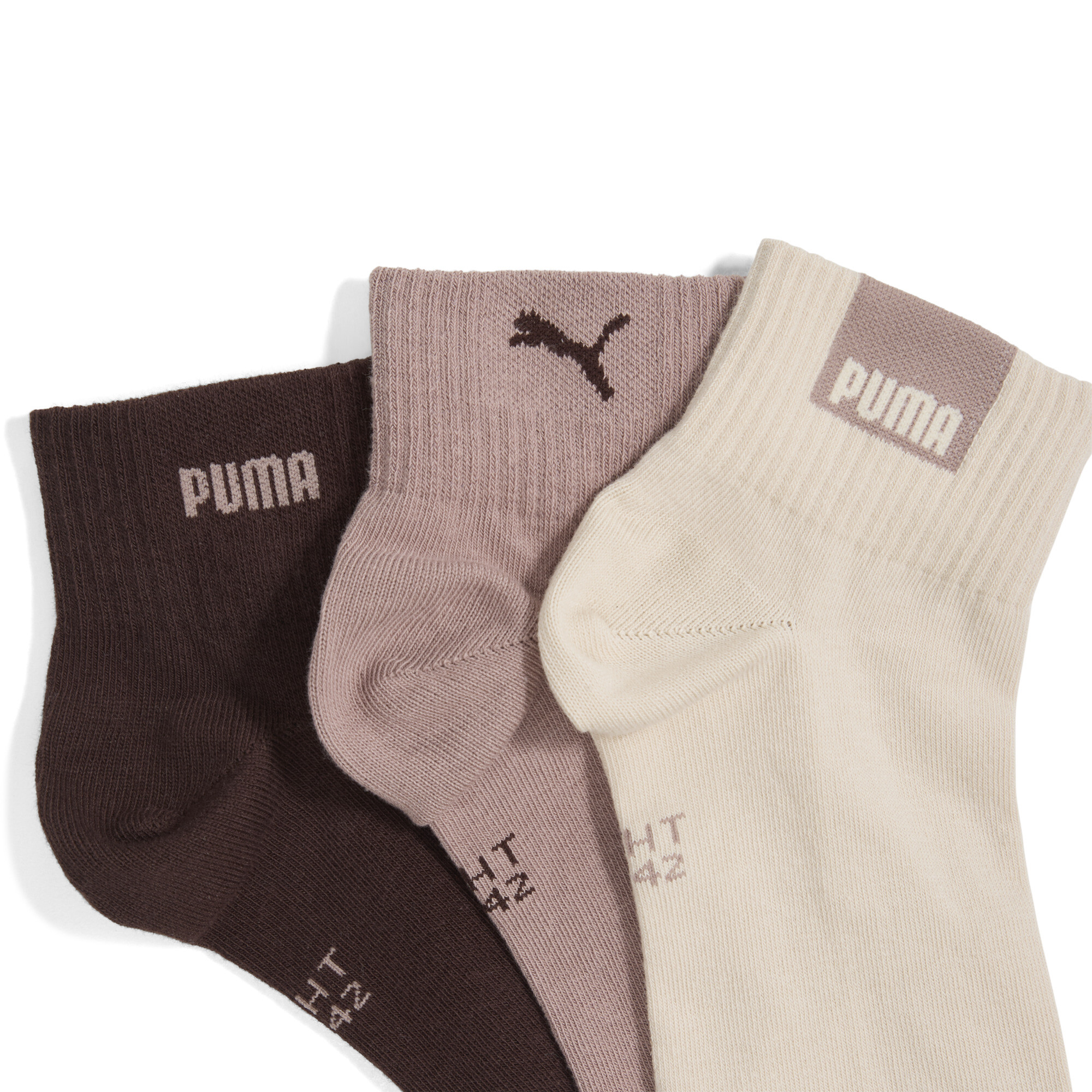 PUMA uniseks quartersokken, Beige, Maat 43-46 thumbnail 2