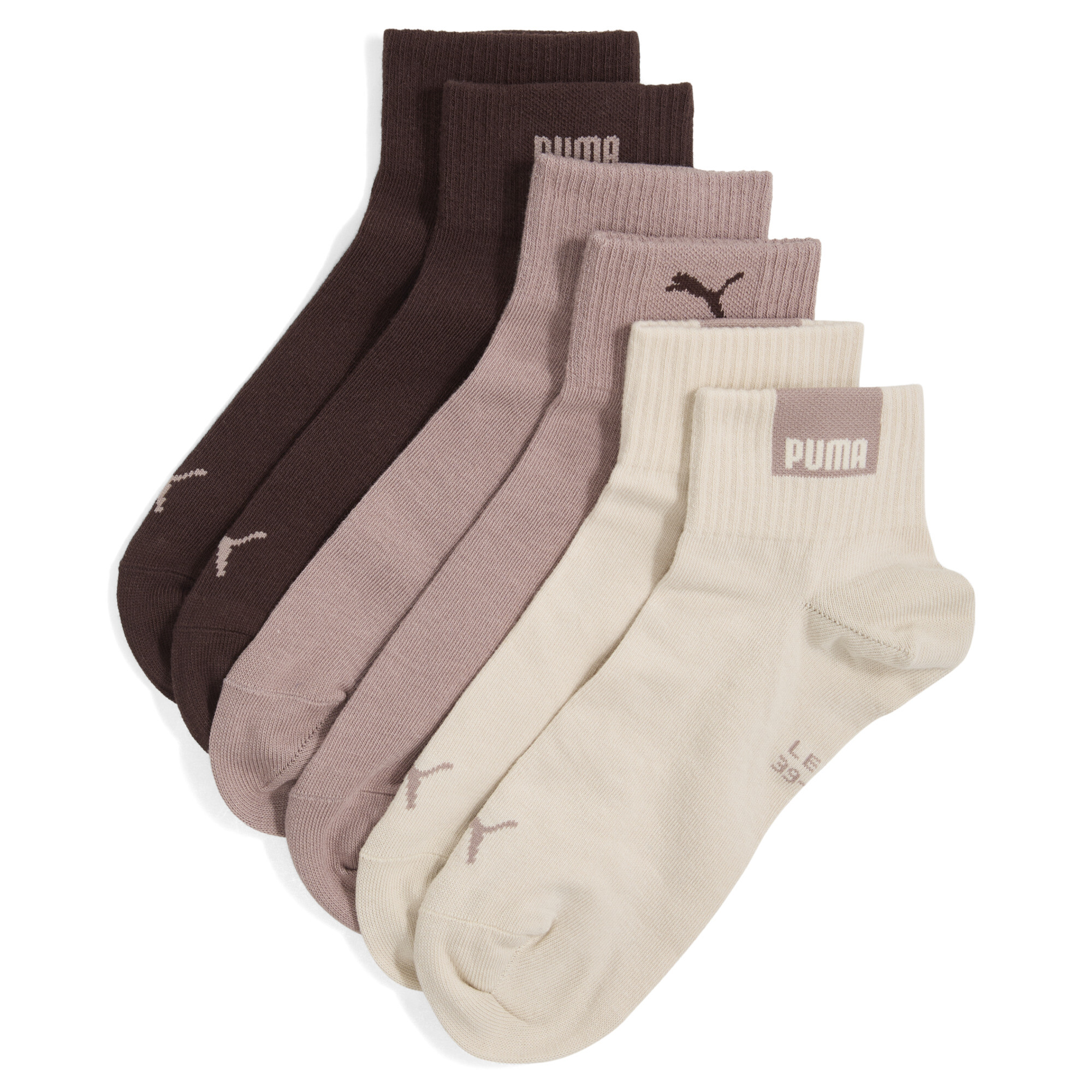 PUMA uniseks quartersokken, Beige, Maat 43-46