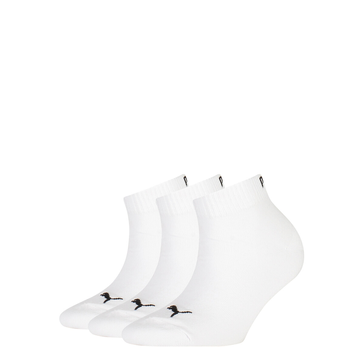 PUMA Unisex Quarter Socks (3-Pack) in White, 6-8