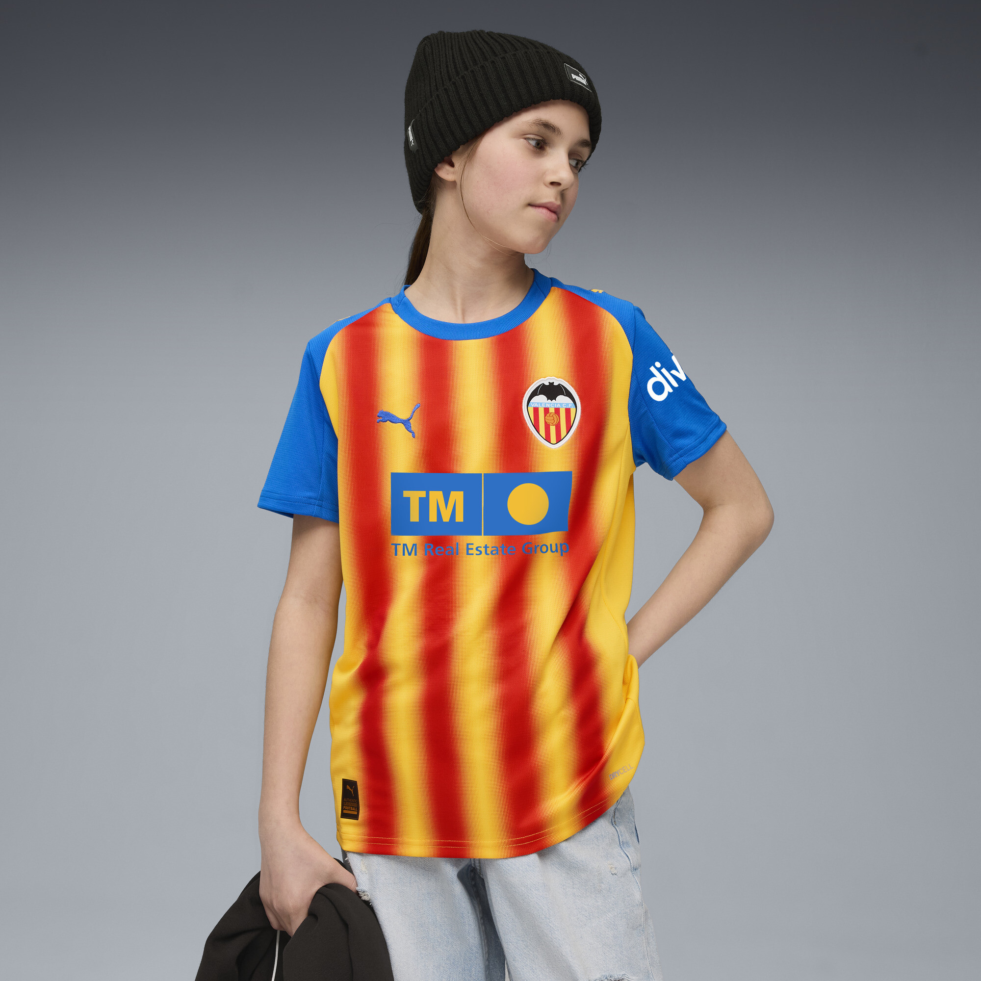 PUMA Valencia CF 25/26 derde shirt, Rood/Geel, Maat 7-8Y