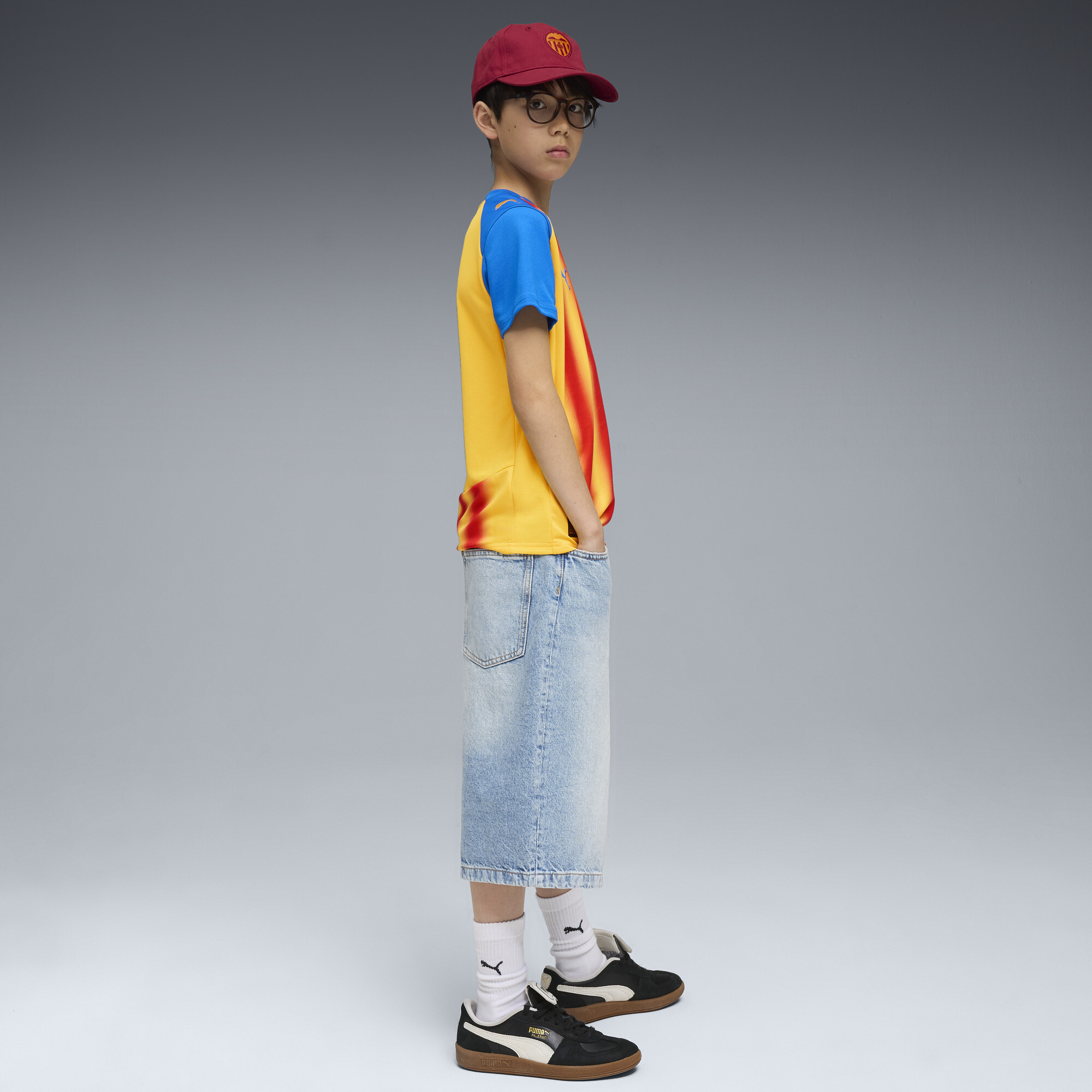 PUMA Valencia CF 25/26 derde shirt, Rood/Geel, Maat 9-10Y thumbnail 5