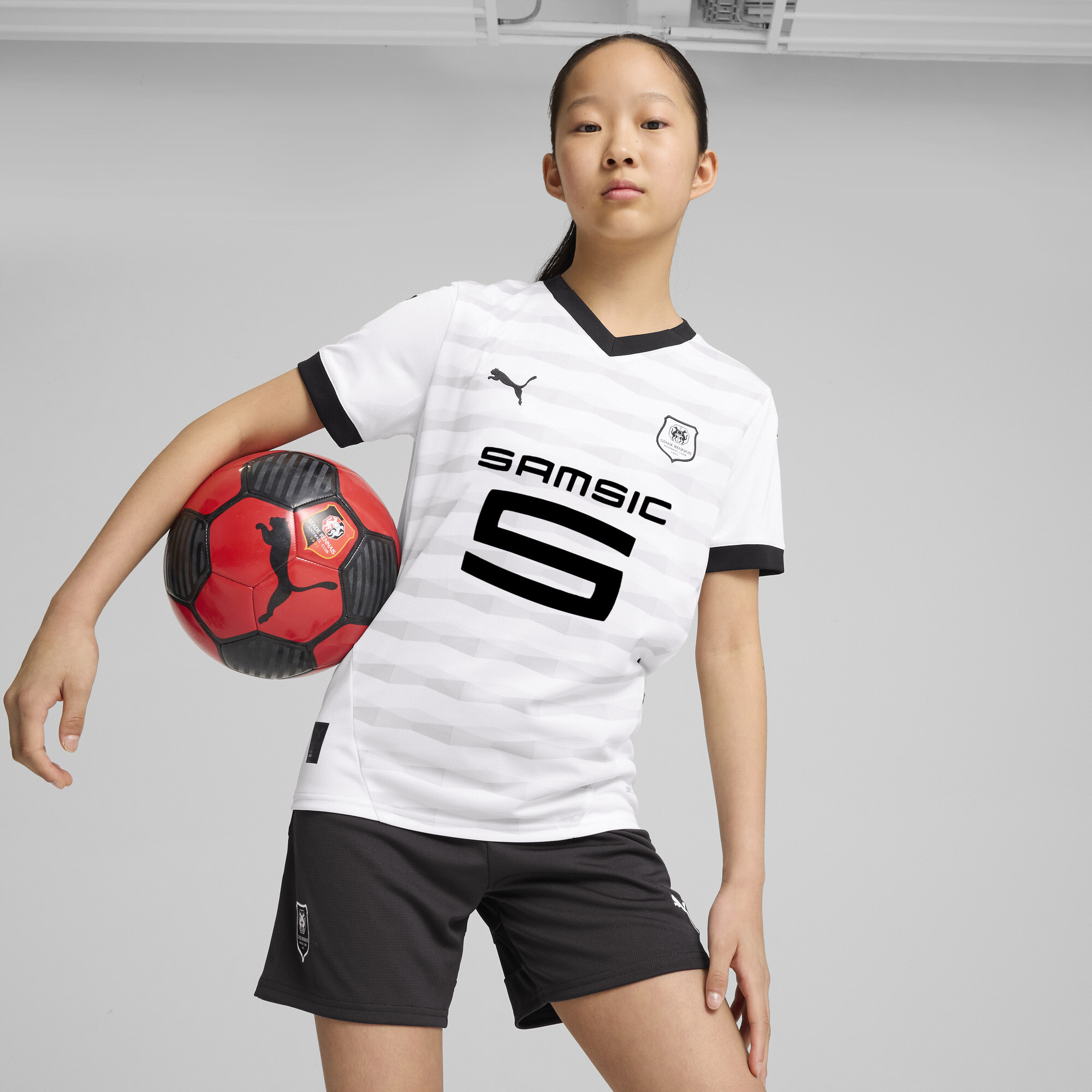 Puma Stade Rennais F.C. 24/25 Auswärtstrikot Teenager Für Für Kinder | White/Black | Größe: 9-10Y