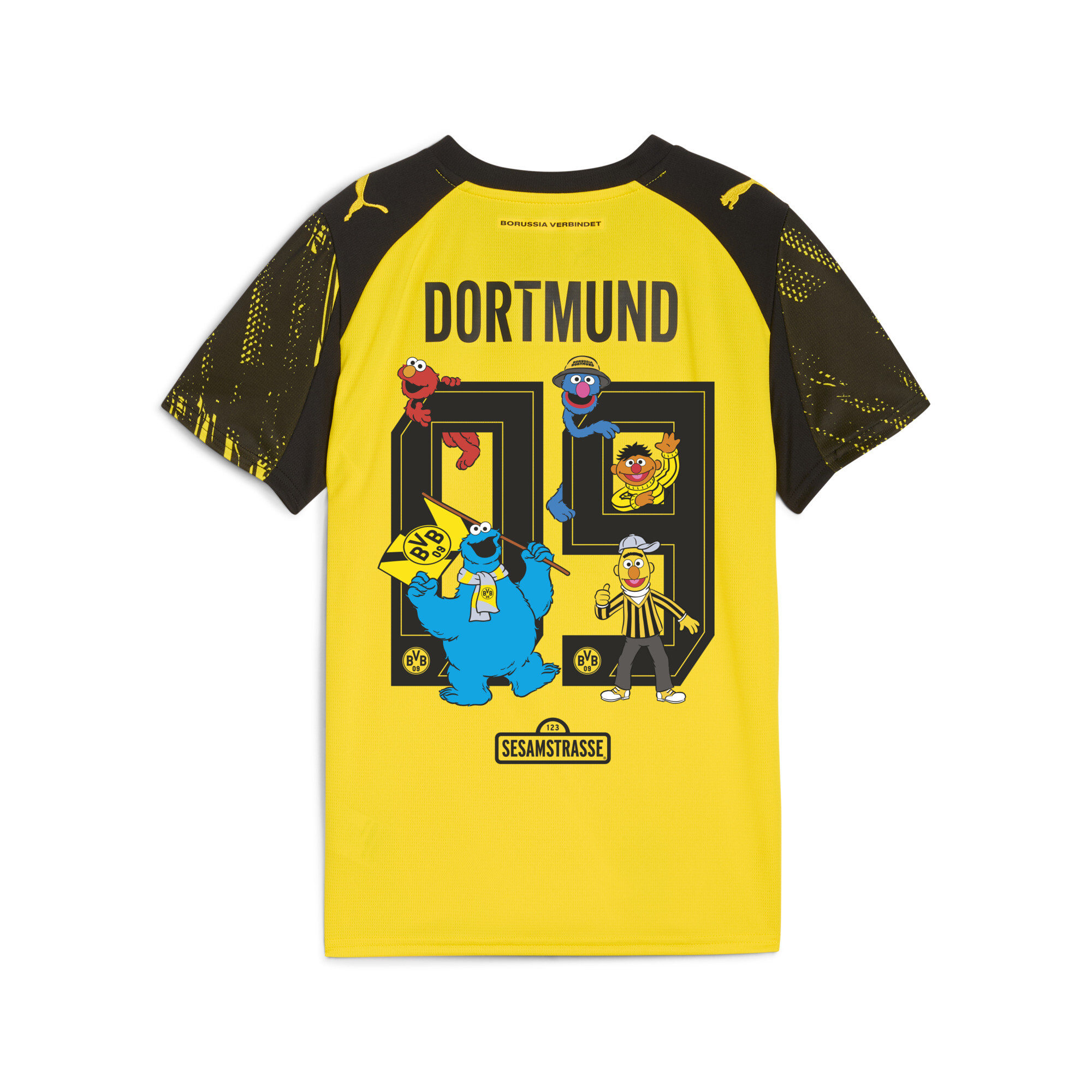 PUMA Borussia Dortmund x Sesamstraat thuisshirt, Zwart/Geel, Maat 13-14Y thumbnail 2
