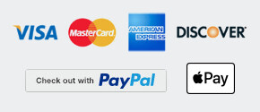 Payment Partners: Visa, MasterCard, American Express, Discover, PayPal, Applepay