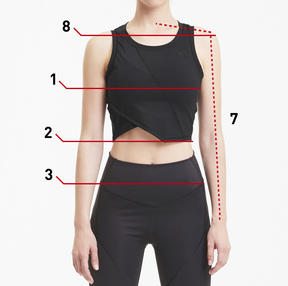 puma sports bra size chart